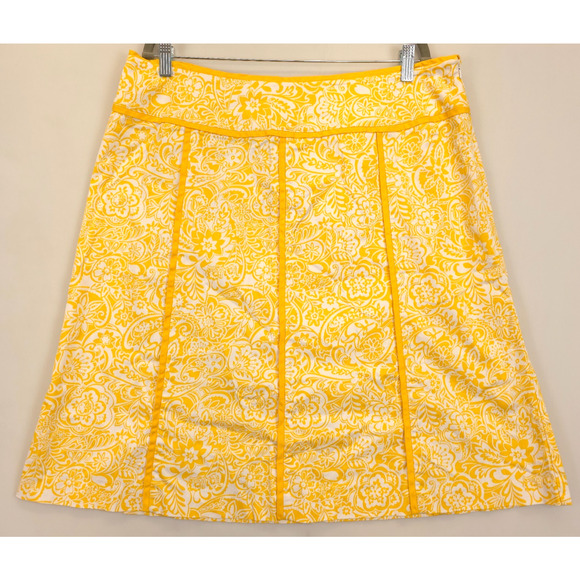 Norton A Line Skirt Stretch Side Zip Trim Seaming Women 16W Yellow Floral Summer - Picture 13 of 13